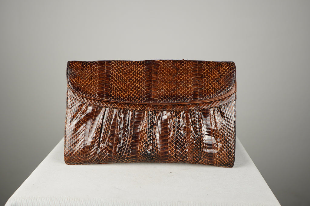 Pochette vintage in vera pelle di pitone