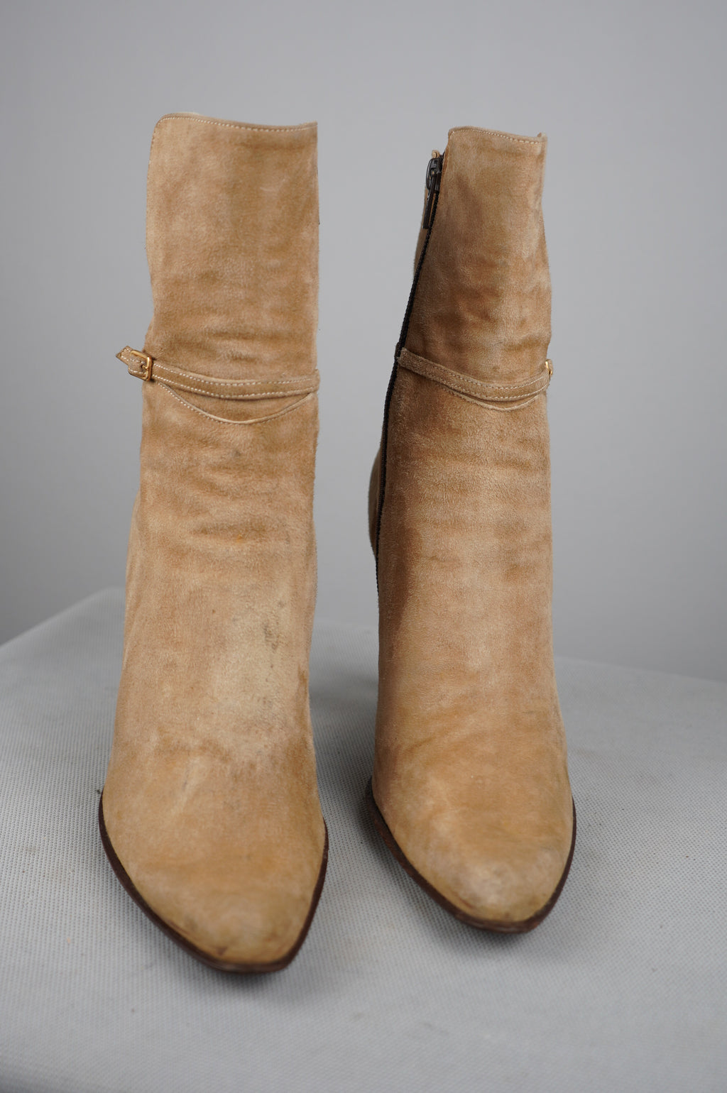 Stivali vintage in vera pelle scamosciata n 38